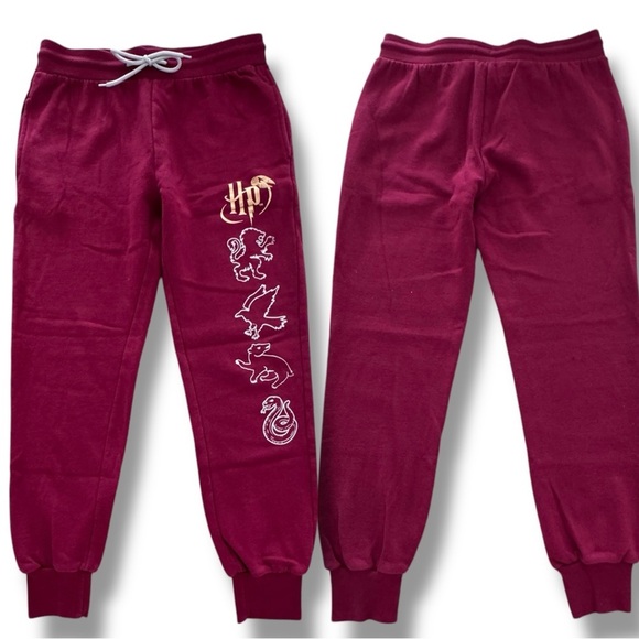 Harry Potter Pants - Harry Potter Women’s Size M Maroon Elastic w/Drawstring & Pockets Joggers